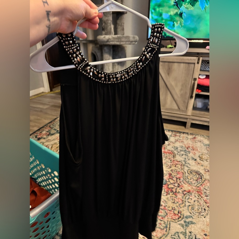 Black Tank Top with Bead Work